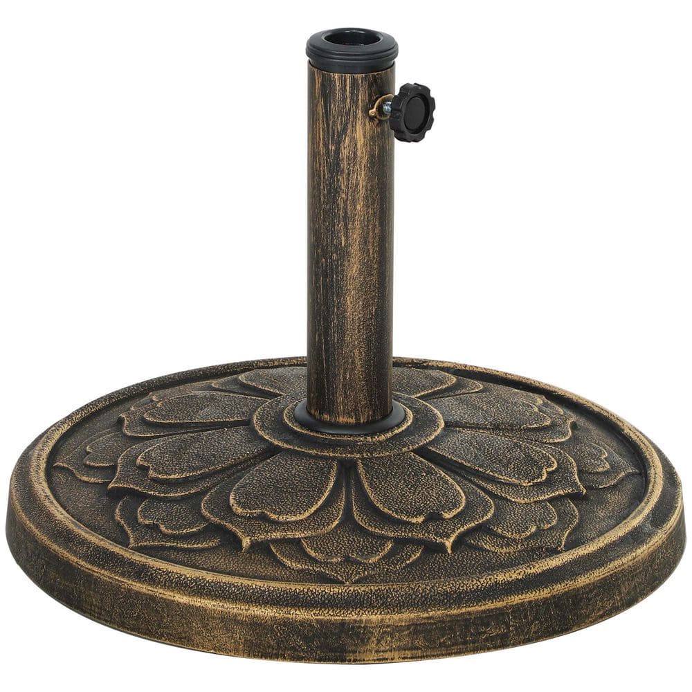 Outdoor Umbrella Stand Base, 26 lbs. Resin Patio Umbrella Base in Bronze