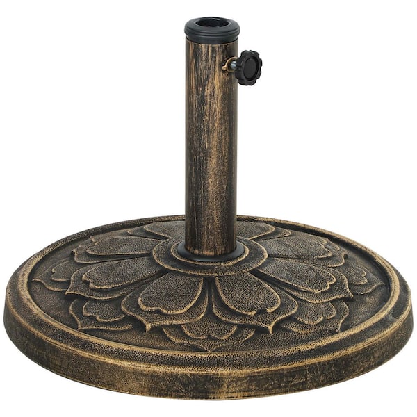 Outdoor Umbrella Stand Base, 26 lbs. Resin Patio Umbrella Base in Bronze