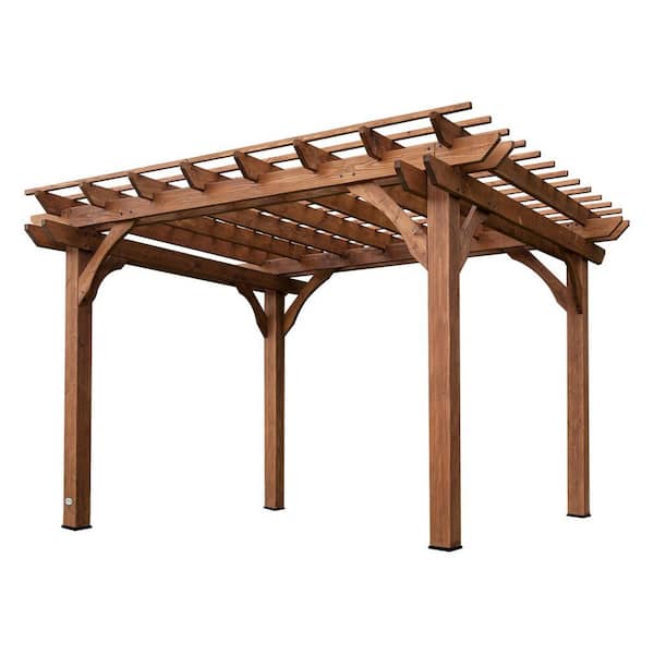 VEIKOUS 10 ft. x 12 ft. Outdoor Cedar Patio Wooden Sturdy Pergola PG-10 ...