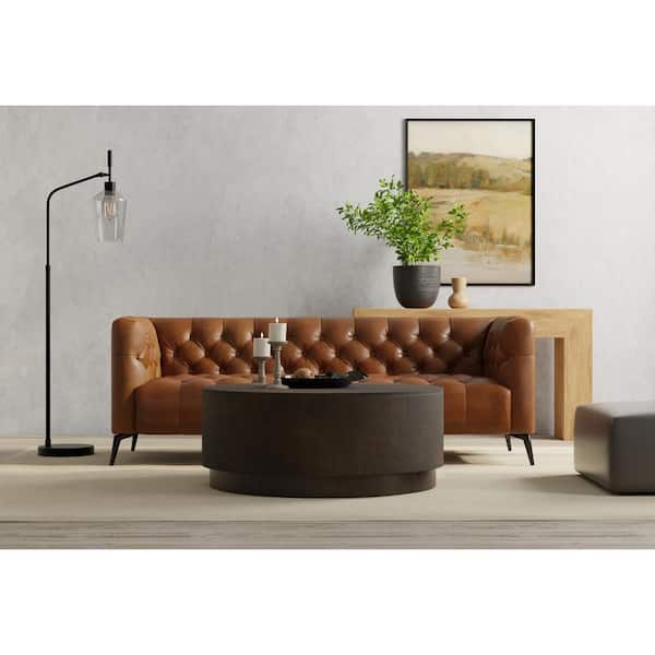 v Tamia 42 in. Chestnut Round Wood Coffee Table