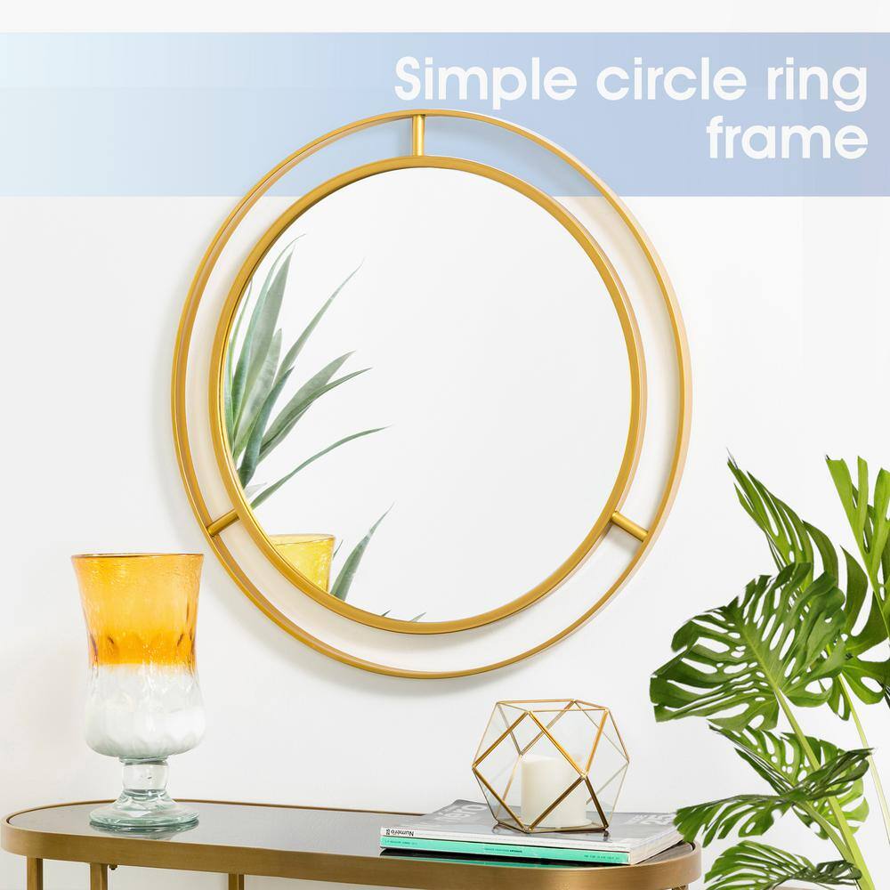 Deluxe Round Gold & Silver Iron Frame 24" Wall Mirror