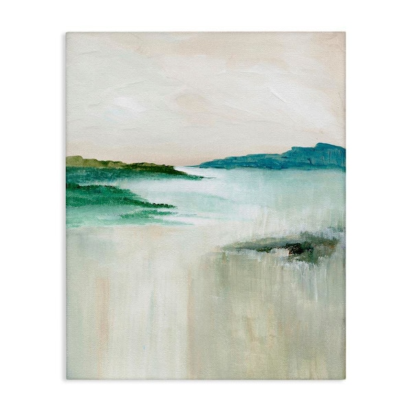 Blue Tone Misty Landscape by Nikita Jariwala Unframed Nature Graphic Art Print 48 in. x 36 in.