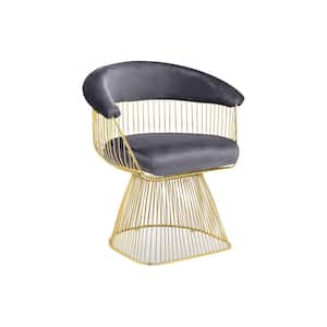 Alexis Grey Velvet With Gold plated frame Accent Chair