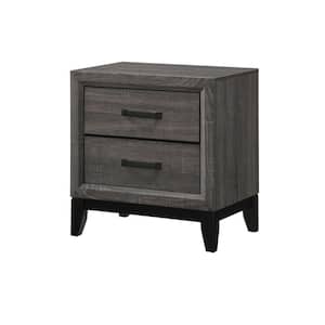 SignatureHome Finish Gray Material Wood Night Stand With 2-Drawers Dimension: 17"W x 24"L x 25"H
