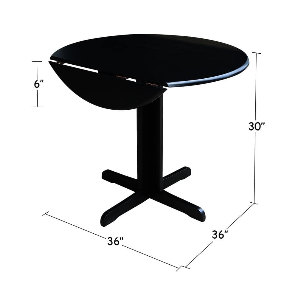 Scandinavian 38" Round Wood Extendable Dining Table in Black
