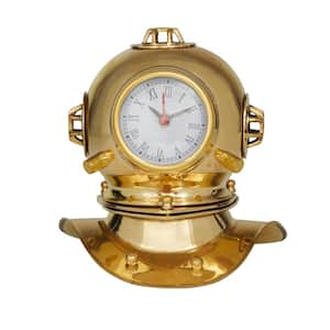 8 in. x 8 in. Gold Brass Nautical Analog Clock