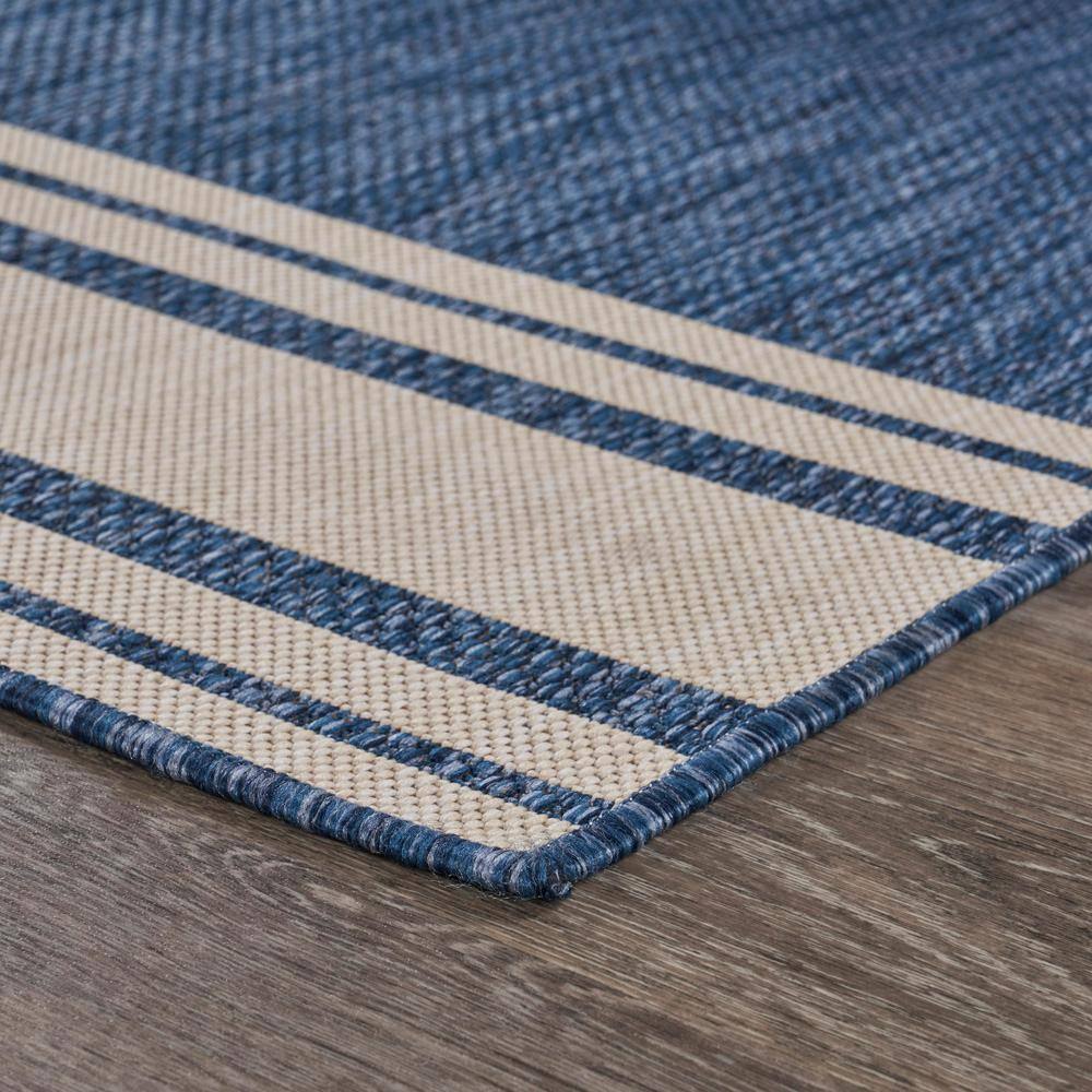 Nautical Blue and White Compass Stripe Indoor/Outdoor Rug
