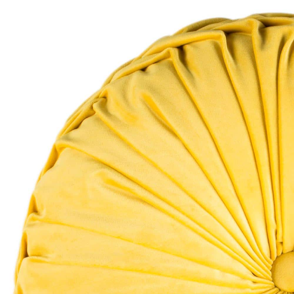 Contemporary Mustard Yellow Tufted 18" Square Plush Pillow
