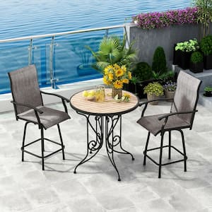 Swivel Metal Frame Outdoor Bar Stools Height Patio Garden Chairs All-Weather Patio Furniture (Set of 2)