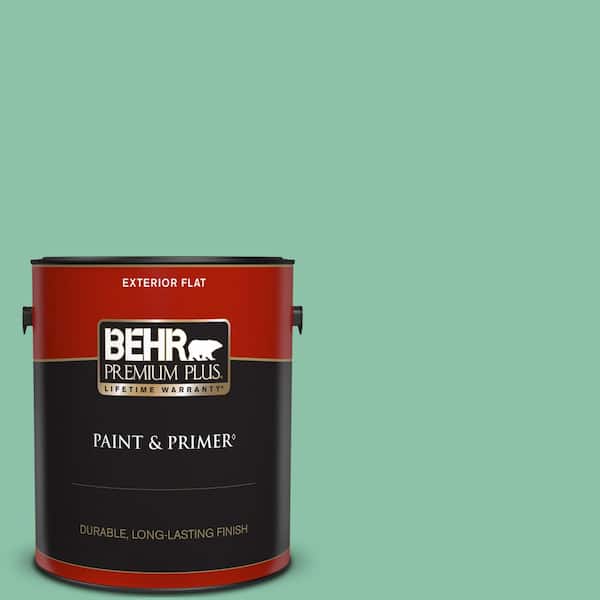 BEHR PREMIUM PLUS 1 gal. Home Decorators Collection #HDC-WR14-8 Spearmint Frosting Flat Exterior Paint & Primer