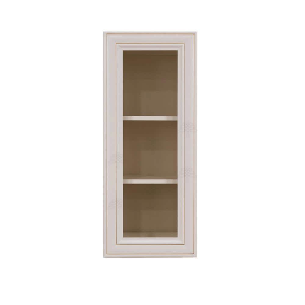 Princeton Assembled 18 in. x 30 in. x 12 in. Wall Mullion Door Cabinet with 1 Door 2 Shelves in Creamy White Glazed price history on PriceWatchPro