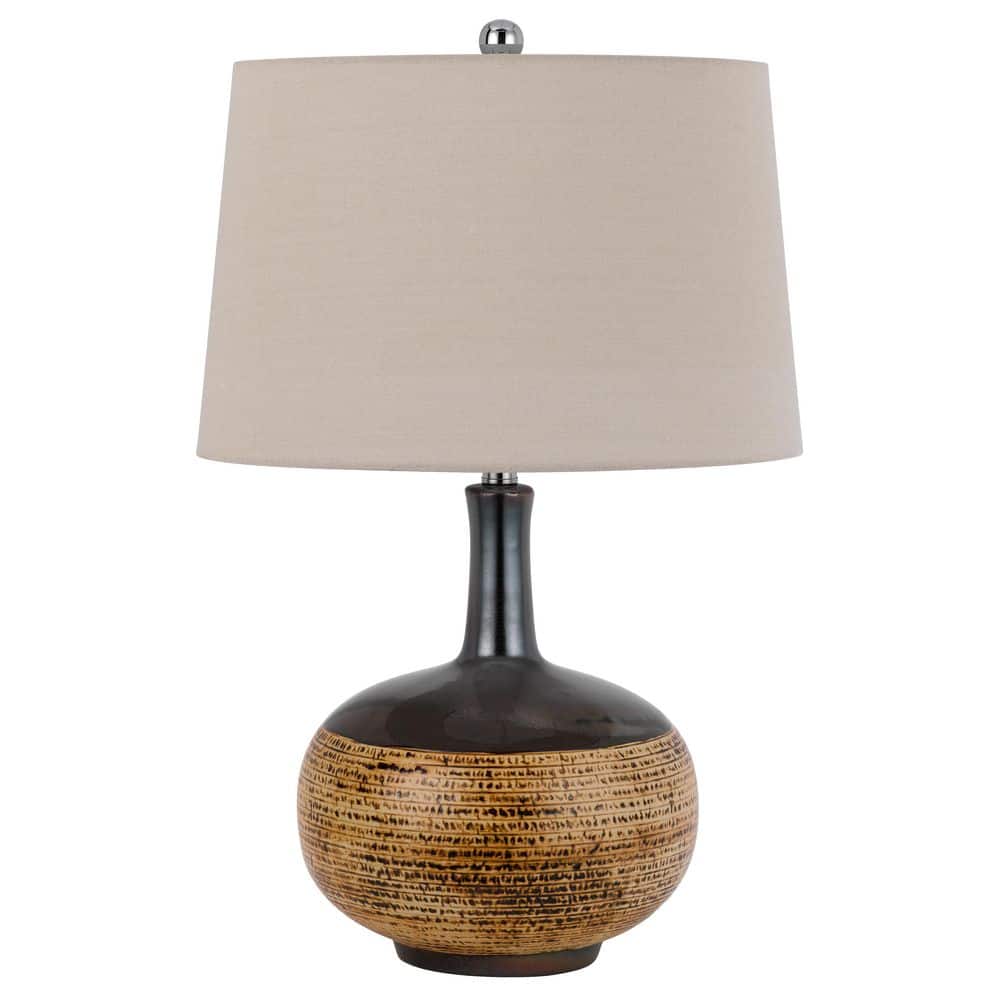 27.75 in. Brown Ceramic Table Lamp with Shade