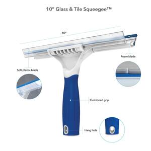 MR.SIGA Floor Scrub Brush Long Handle, 2 in 1 Floor Scrubber&Squeegee