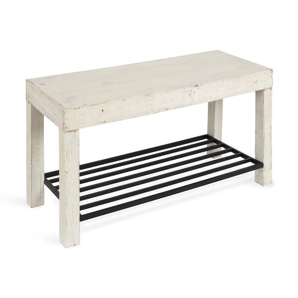 Kate and Laurel Jeran White Bench 20.00 in. x 36.00 in. x 14.00 in.