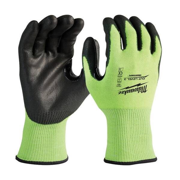 Milwaukee - Large High Visibility Level 3 Cut Resistant Polyurethane Dipped Work Gloves (12-Pack)