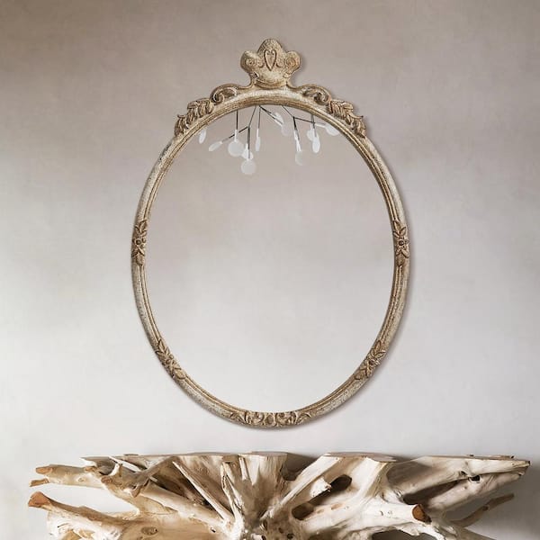 matrix decor 25 in. W x 35 in. H Oval Vintage Framed Wall Bathroom Vanity Mirror