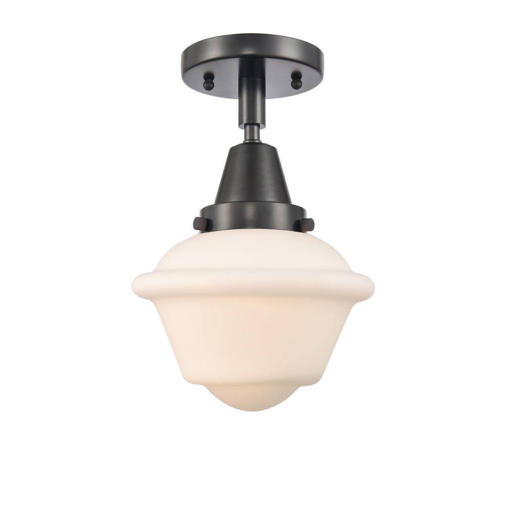 Oxford 7.5 in. 1-Light Matte Black Traditional Flush Mount with Seeded Glass Shade price history on PriceWatchPro