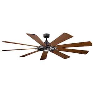 Gentry 85 in. Indoor Anvil Iron Downrod Mount Ceiling Fan with Integrated LED with Wall Control Included