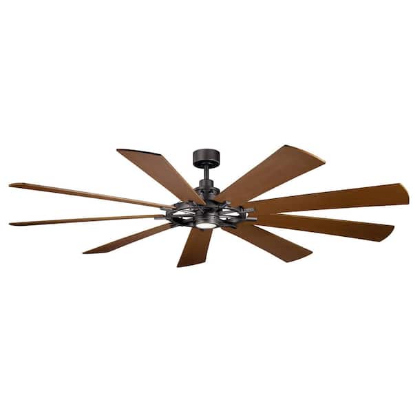 KICHLER Gentry 85 in. Indoor Anvil Iron Downrod Mount Ceiling Fan with Integrated LED with Wall Control Included