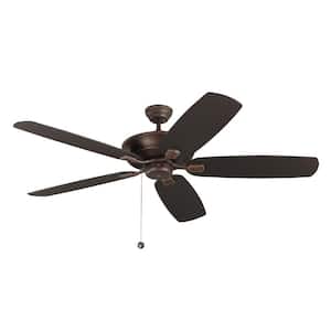 Colony Super Max 60 in. Roman Bronze Ceiling Fan with Bronze and American Walnut Reversible Blades, Pull Chain
