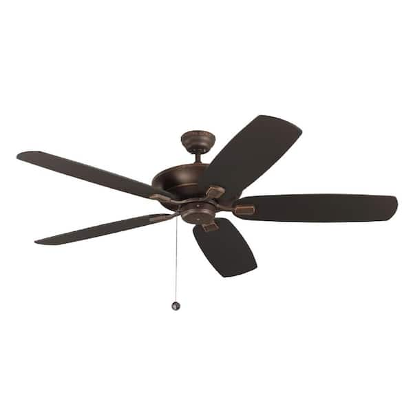 Generation Lighting Colony Super Max 60 in. Roman Bronze Ceiling Fan with Bronze and American Walnut Reversible Blades, Pull Chain