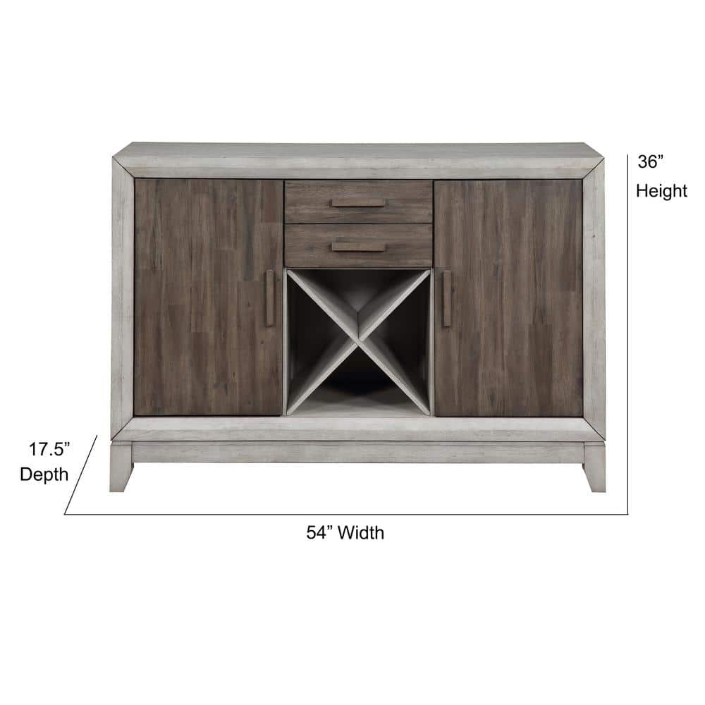 Transitional Abacus 54" Gray-Brown Sideboard with Wine Rack