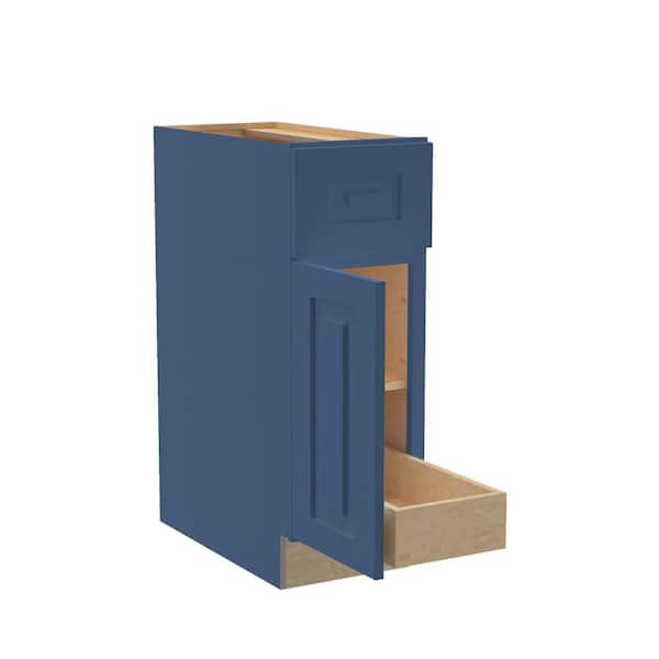 Home Decorators Collection Grayson 12 in. W x 24 in. D x 34.5 in. H Assembled Plywood Base Kitchen Cabinet in Mythic Blue with 1ROT Soft Close LH