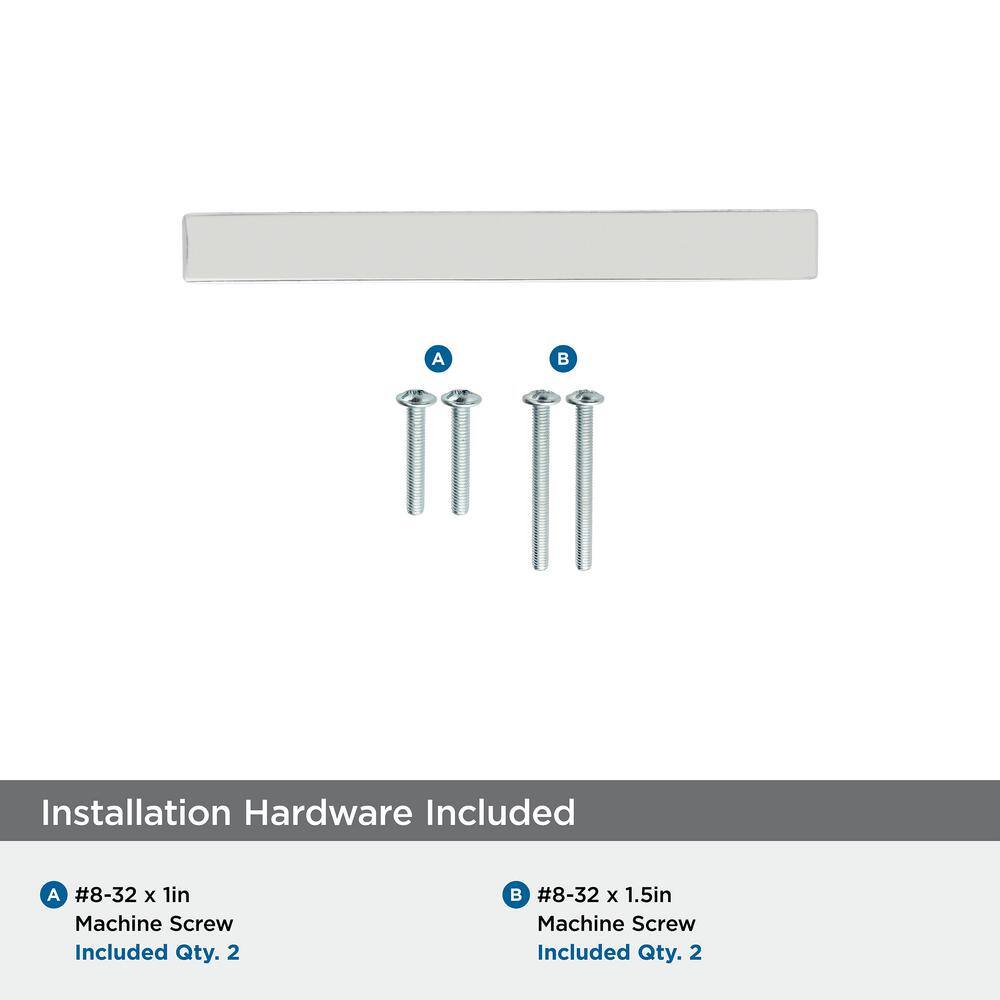 Polished Nickel Modern Rectangular Bar Cabinet Pull with Mounting Hardware