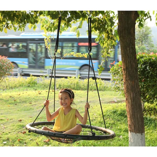 PLAYBERG Round Net Tree Web Swing with Hanging Ropes QI003375