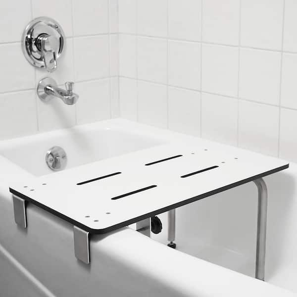 26.5 in. x 16 in. Redondo Dual Clamp Portable Tub Seat with Adjustable Legs, White Phenolic