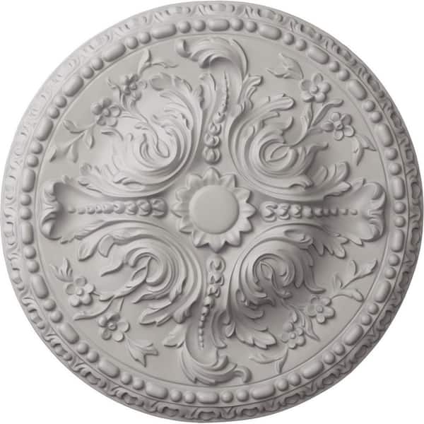 Ekena Millwork 19-5/8 in. x 3/4 in. Amelia Urethane Ceiling Medallion (Fits Canopies upto 2-3/8 in.), Ultra Pure White