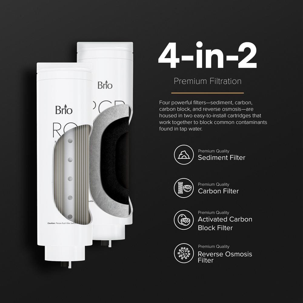 Brio Black Tankless Reverse Osmosis Water Filtration System with Smart Faucet