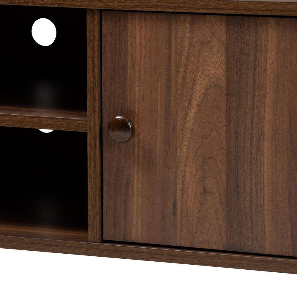 Walnut Brown Mid-Century Modern 2-Door TV Stand