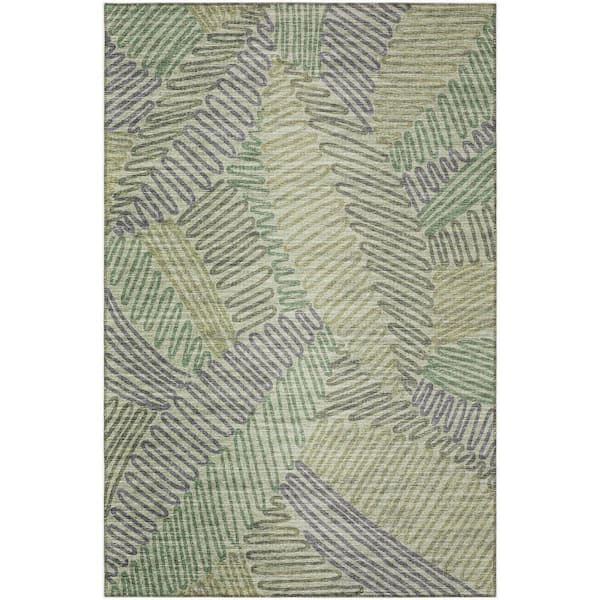 Yuma Green 5 ft. x 7 ft. 6 in. Geometric Indoor/Outdoor Washable Area Rug