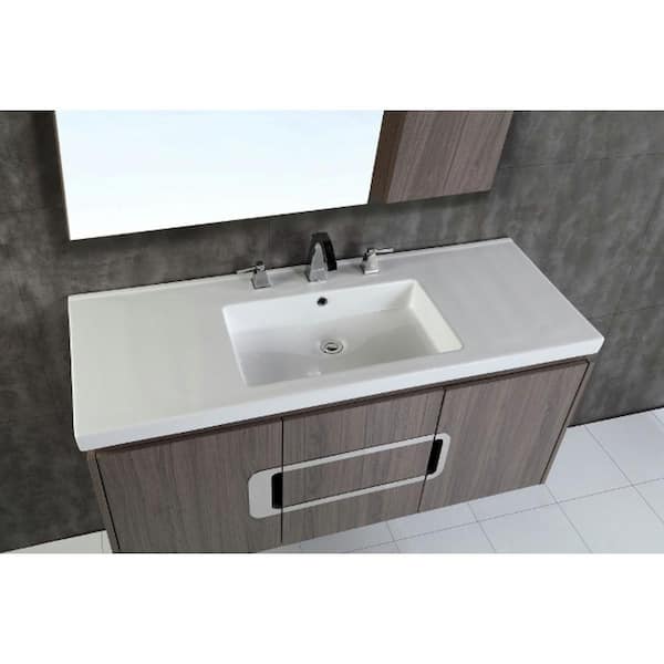 Torrey 48 in. W x 19 in. D x 22 in. H Single Vanity in Gray Brown Oak with Ceramic Vanity Top in White with White Basin
