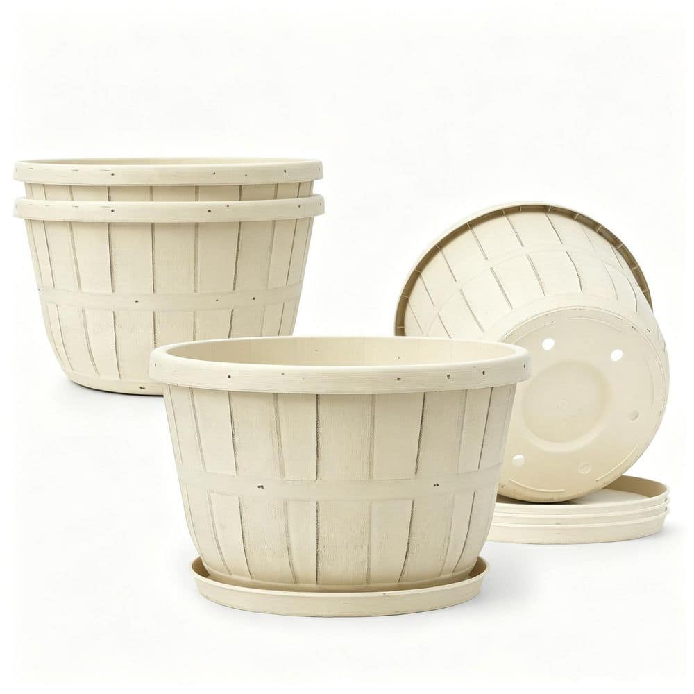 White Plastic Flower Pots for Plants, 4 Pack Large Outdoor Planter Pot with Drainage Holes ( 10 in. W x 6.1 in. H) price history on PriceWatchPro