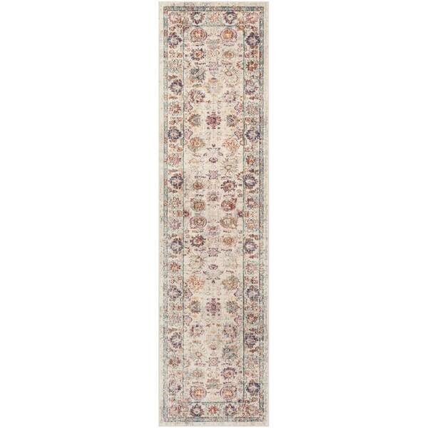 Illusion Cream/Purple 2 ft. x 8 ft. Border Runner Rug