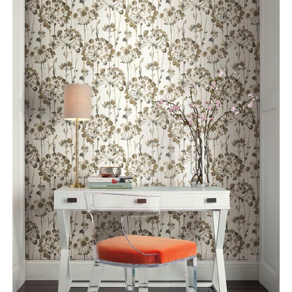 Neutral Floral Watercolor Peel and Stick Wallpaper