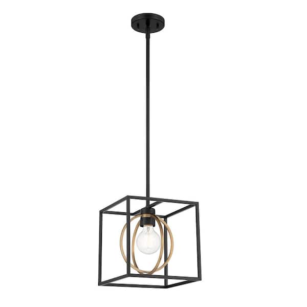 Kew Gardens 60-Watt 1-Light Matte Black Modern Pendant Light with Open Cage Design and No Bulbs Included