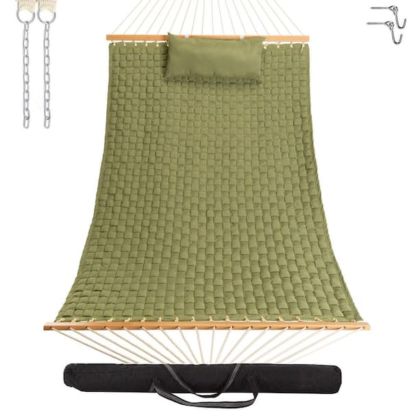 Castaway 13 ft. Soft Weave 2-Person Hammock with Pillow and Storage Bag, Green