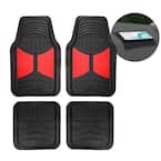 Red Trimmable Liners Monster Eye Car Floor Mats - Universal Fit for Cars, SUVs, Vans and Trucks - Full Set