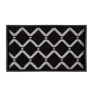 24.5 in. x 14 in. x 1.5 in. Natural & Recycled Rubber Boot Tray with Black & Ivory Diamond Coir Insert
