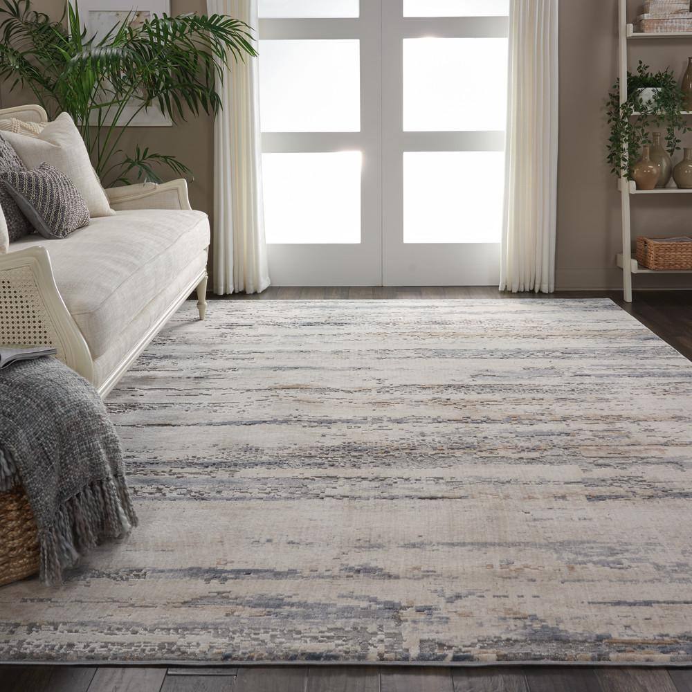 Urban Loft Abstract Gray Synthetic 7'10" x 10'6" Area Rug