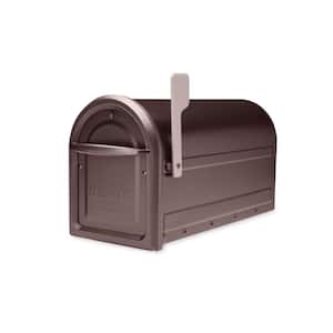 Mapleton Rubbed Bronze, Large, Steel, Post Mount Mailbox with Premium Champagne Flag
