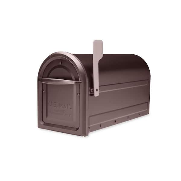 Architectural Mailboxes Mapleton Rubbed Bronze, Large, Steel, Post Mount Mailbox with Premium Champagne Flag