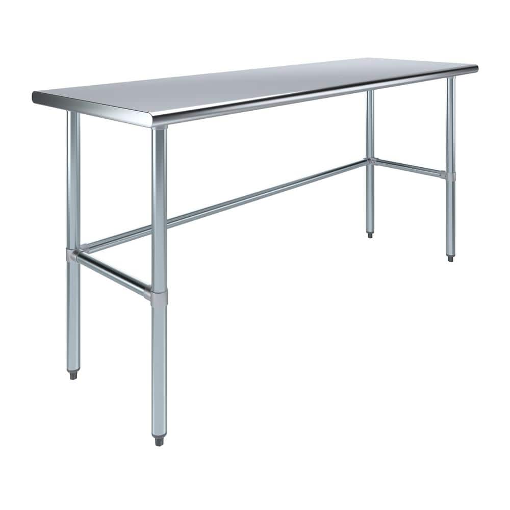 72" Silver Stainless Steel Utility Work Table with Galvanized Legs