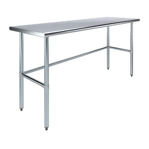 24 in. x 72 in. Stainless Steel Open Base Kitchen Utility Table Metal Prep Table