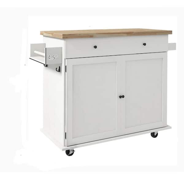 ANTFURN White Kitchen Cart with Drawers;Shelf;Spice Rack;Locking Casters;Wheels