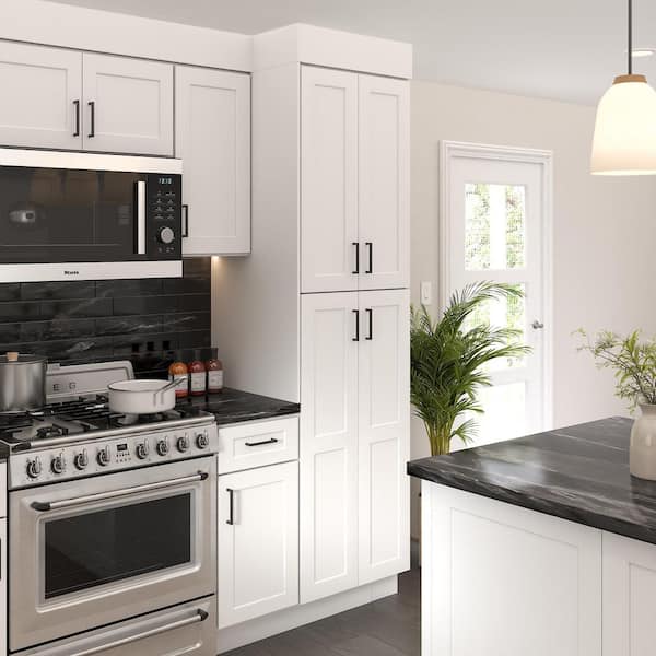 24 in. W 24 in. H 96 in. D Ready to Assemble Plywood Base Kitchen Cabinet in Painted White with 2 Door