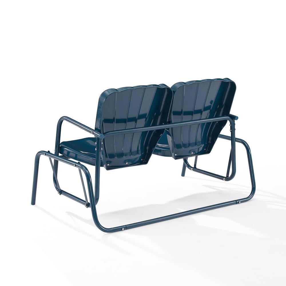 Navy Metal Two-Seat Outdoor Loveseat Glider